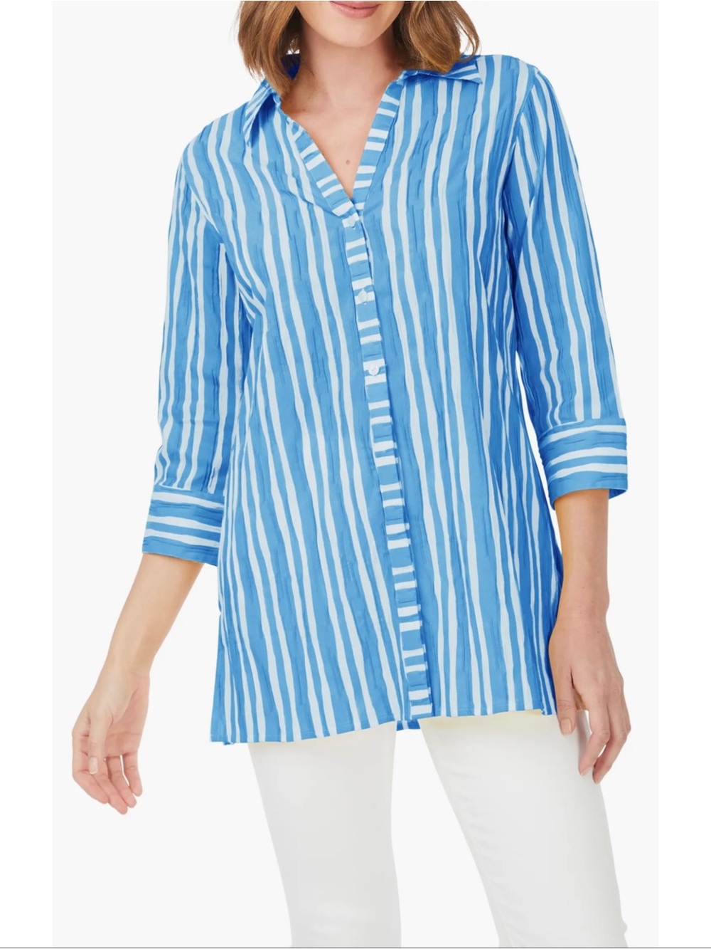 Foxcroft Blue Striped Tunic